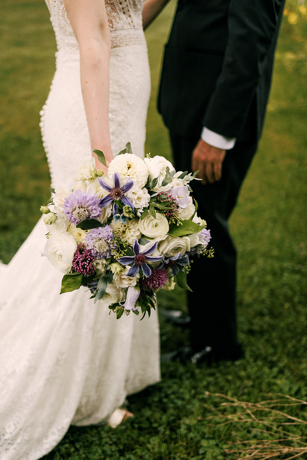 White, Lavender, and Blue Bouquet